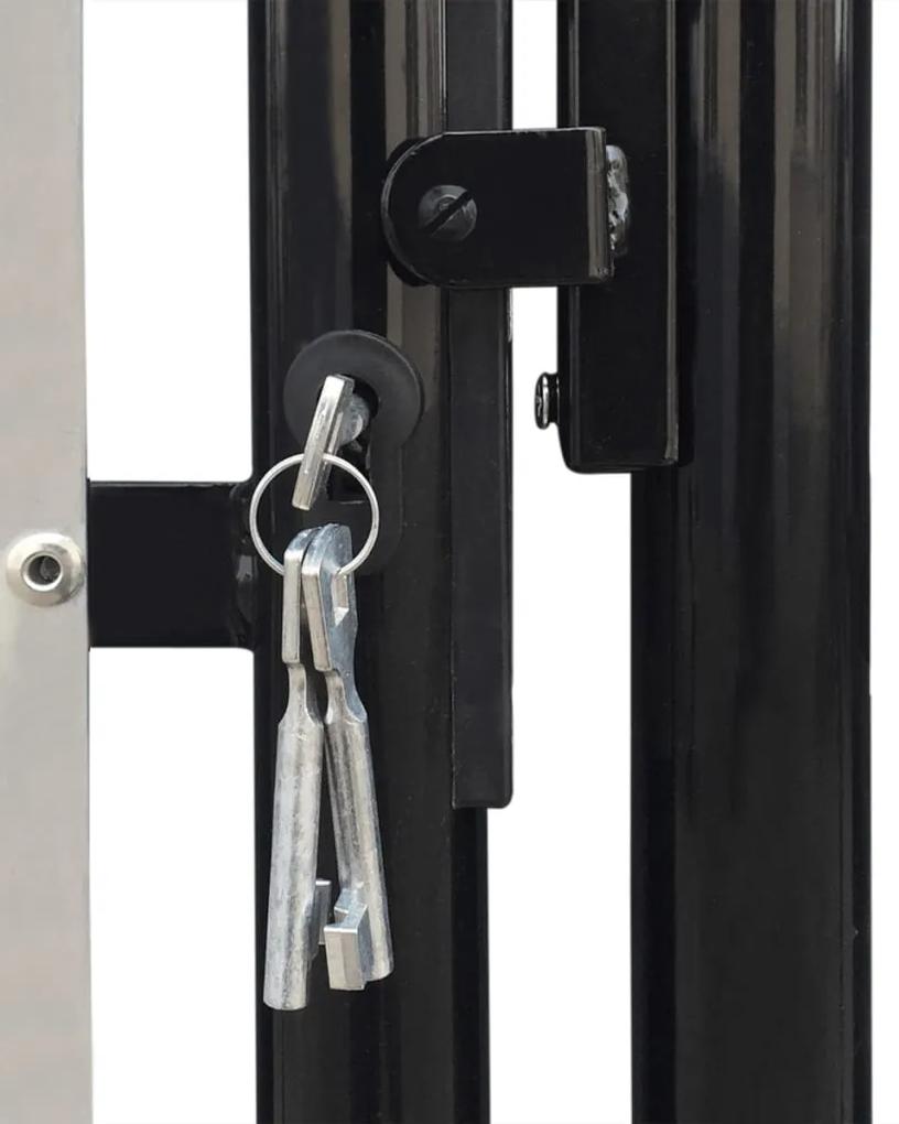 Portão de cerca com porta única 100x150 cm preto