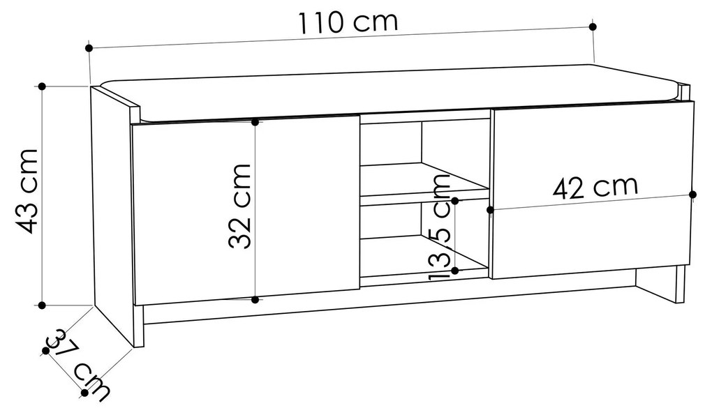Sapateira Zulla – Branco – 110x43x37 cm