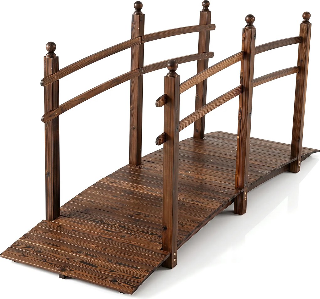 Ponte de Jardim para Ribeiros, 230 x 73 x 108 cm, Madeira Carbonizada, Castanho