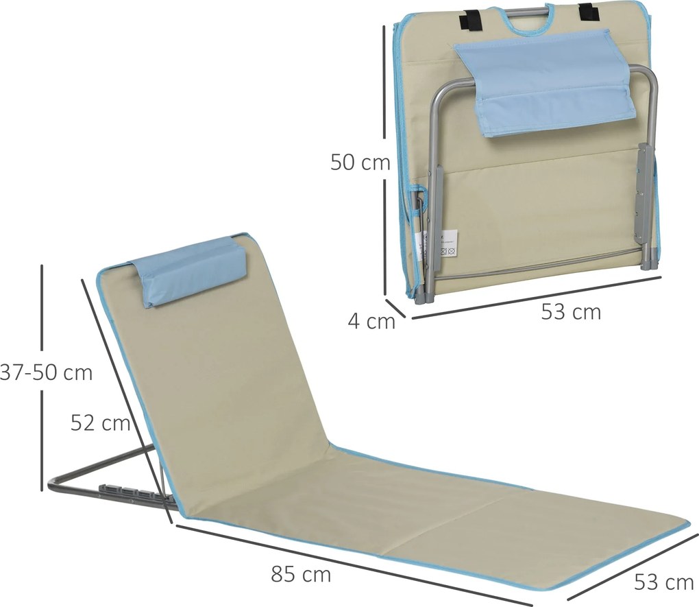 Conjunto de 2 Esteiras de Praia Dobráveis 124x53x50cm com Encosto Ajus