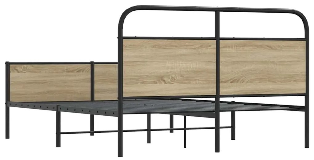 Estrutura de cama sem colchão 160x200 cm metal carvalho fumado