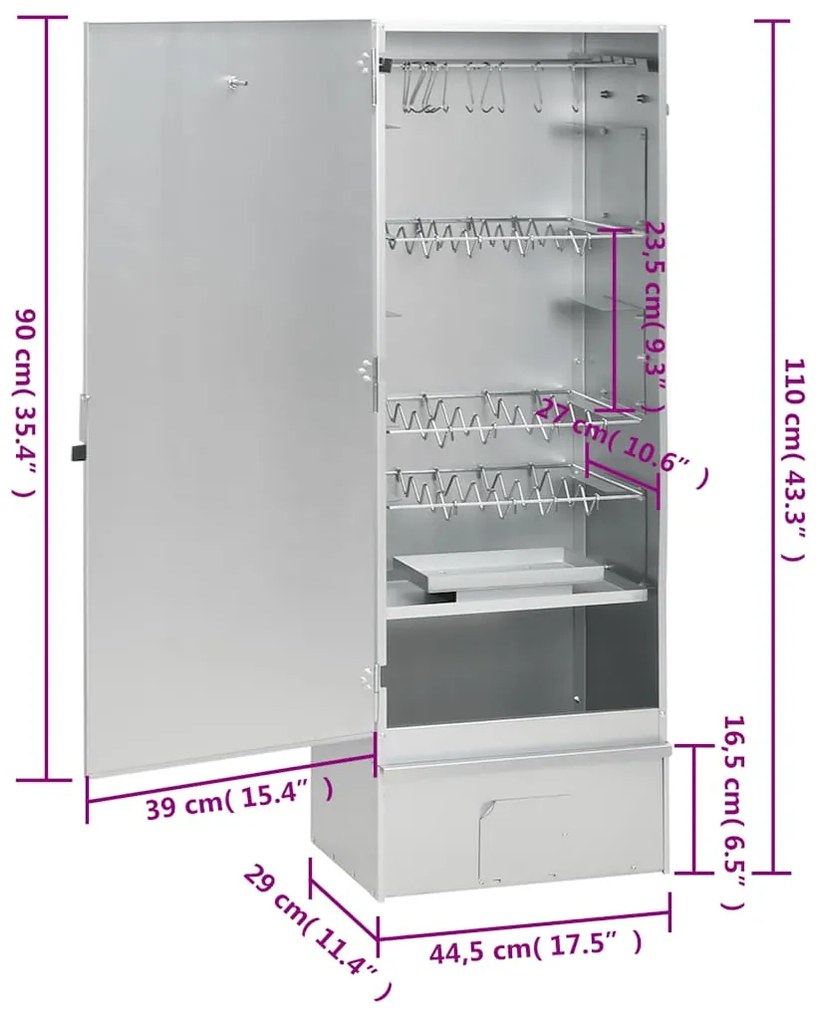 Defumador com mesa aço galvanizado