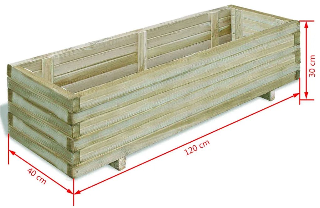 Canteiro elevado 120x40x30 cm madeira retangular