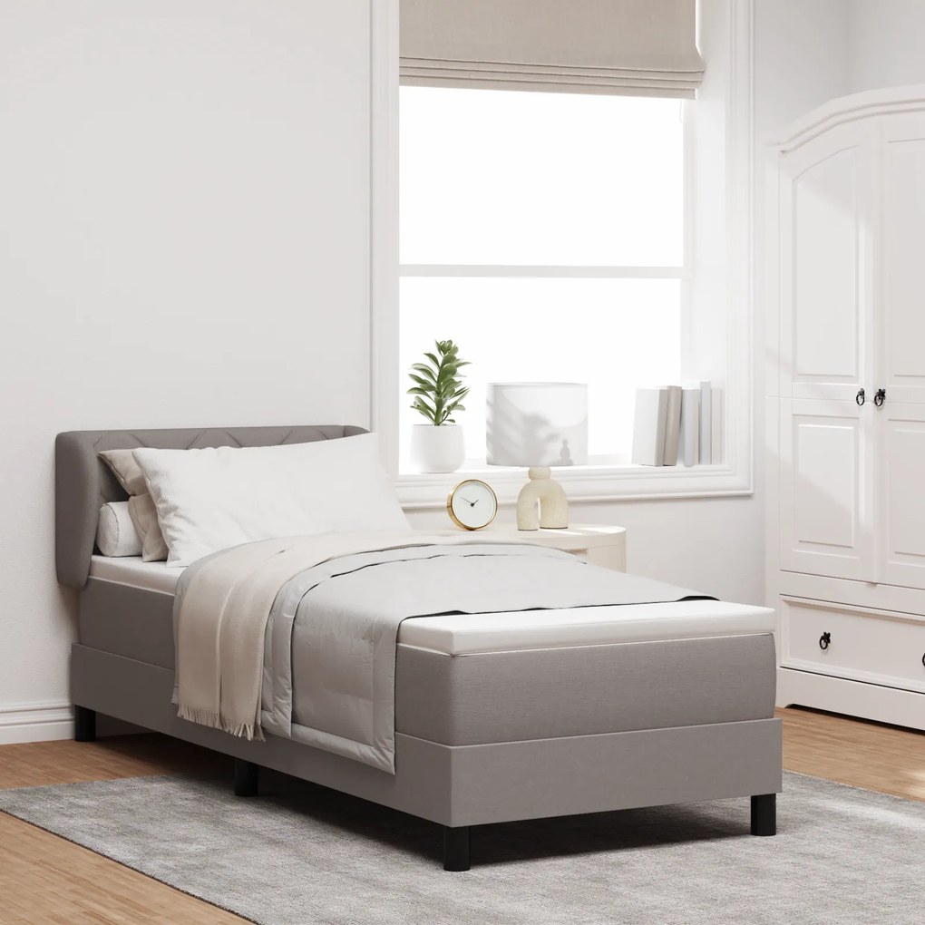 vidaXL Cama Box com Colchão Taupe 80x200 cm Tecido