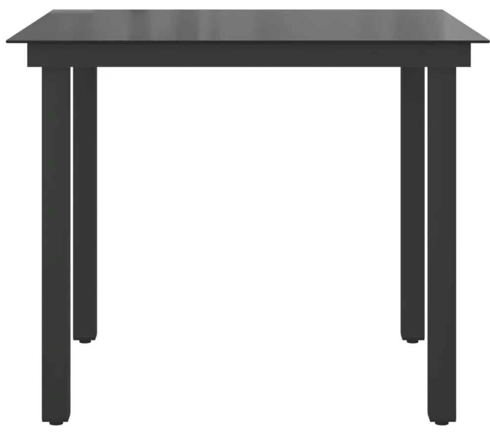 Mesa de jardim em alumínio e vidro 80x80x74 cm preto