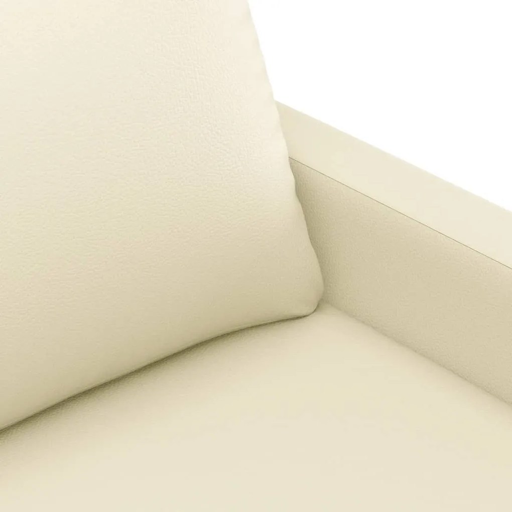 Sofá de 2 lugares 140 cm couro artificial cor creme