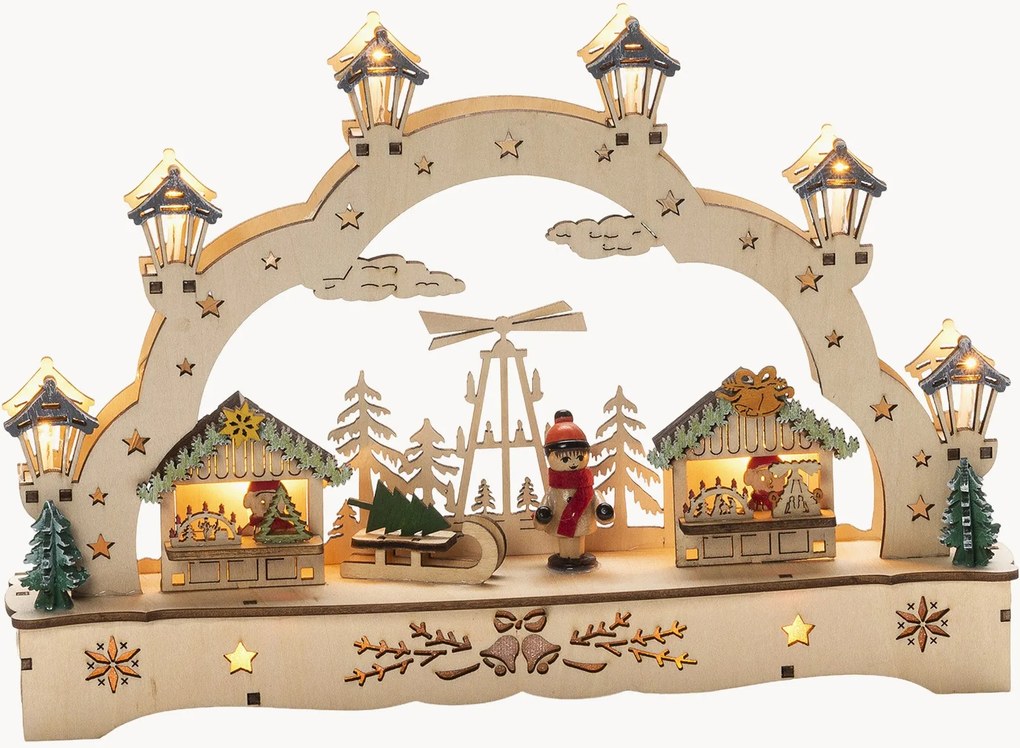 Arco de Natal em madeira de tília com velas LED Cosy