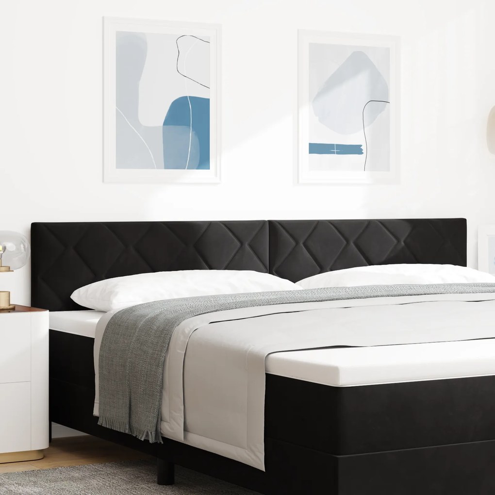 Cabeceira vidaXL Design Blocos de Diamante Preto 200 cm Veludo