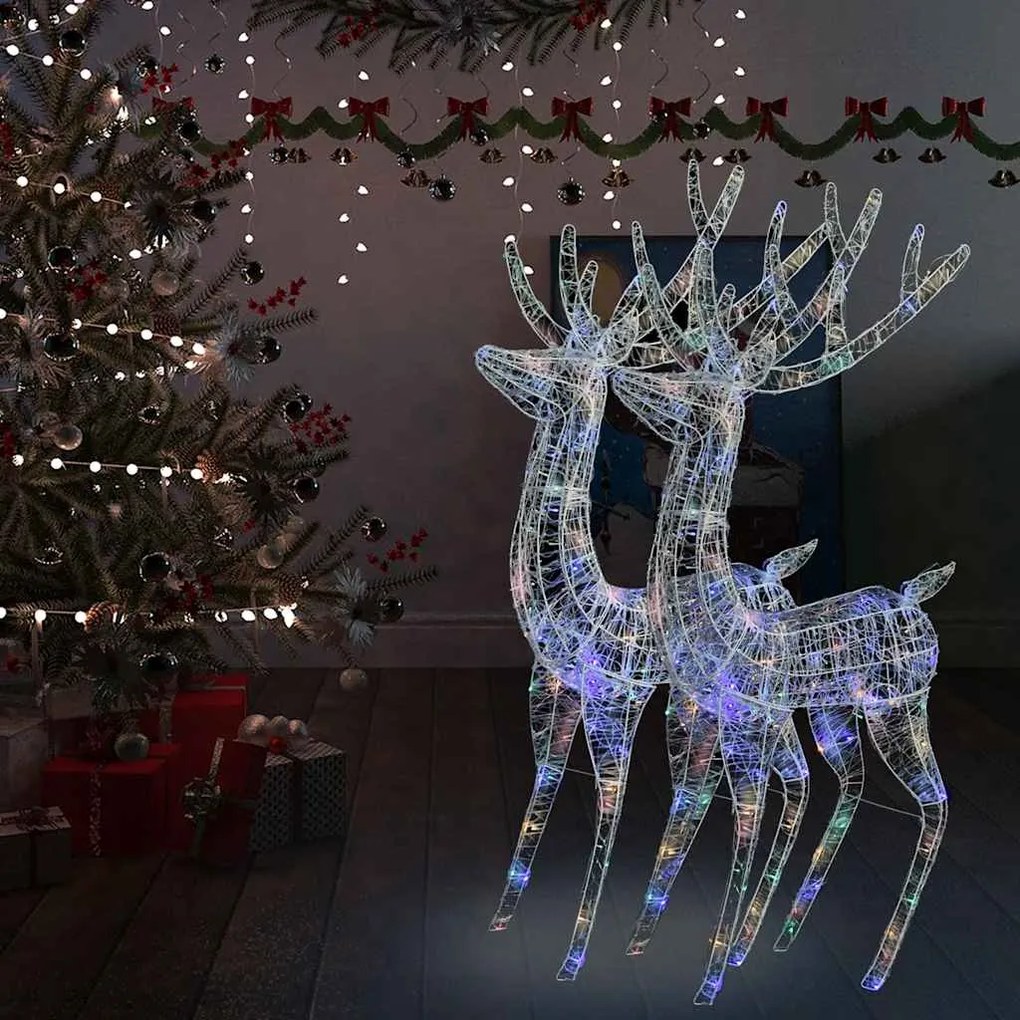 vidaXL Renas de Natal XXL 2pcs 250 LEDs 180 cm acrílico multicolorido