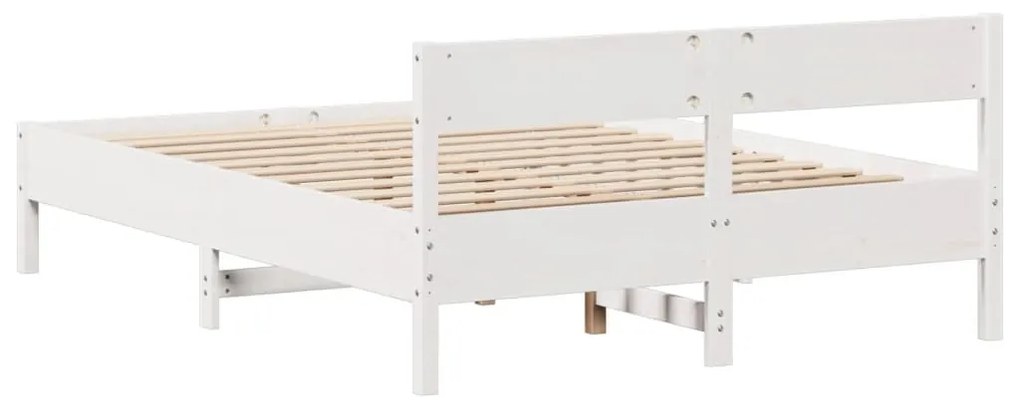 Cama sem colchão 140x200 cm madeira de pinho maciça branco