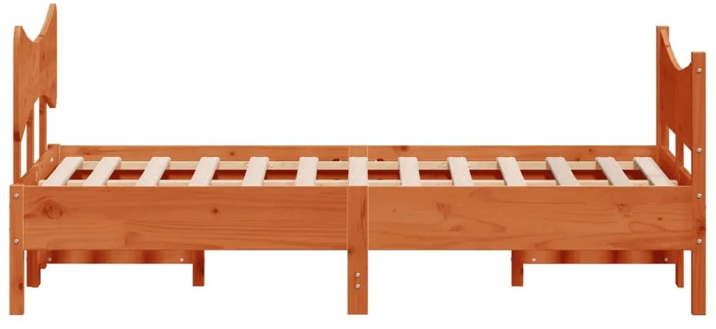 Cama sem colchão 120x190 cm madeira pinho maciça castanho-mel
