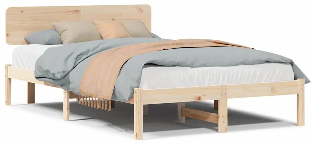 Cama com cabeceira 140x190 cm em madeira de pinho