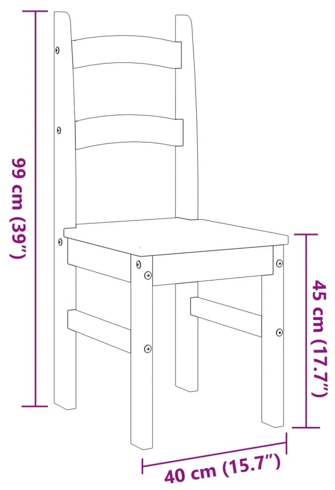 Cadeiras de jantar 2 pcs 40x46x99 cm madeira de pinho maciça