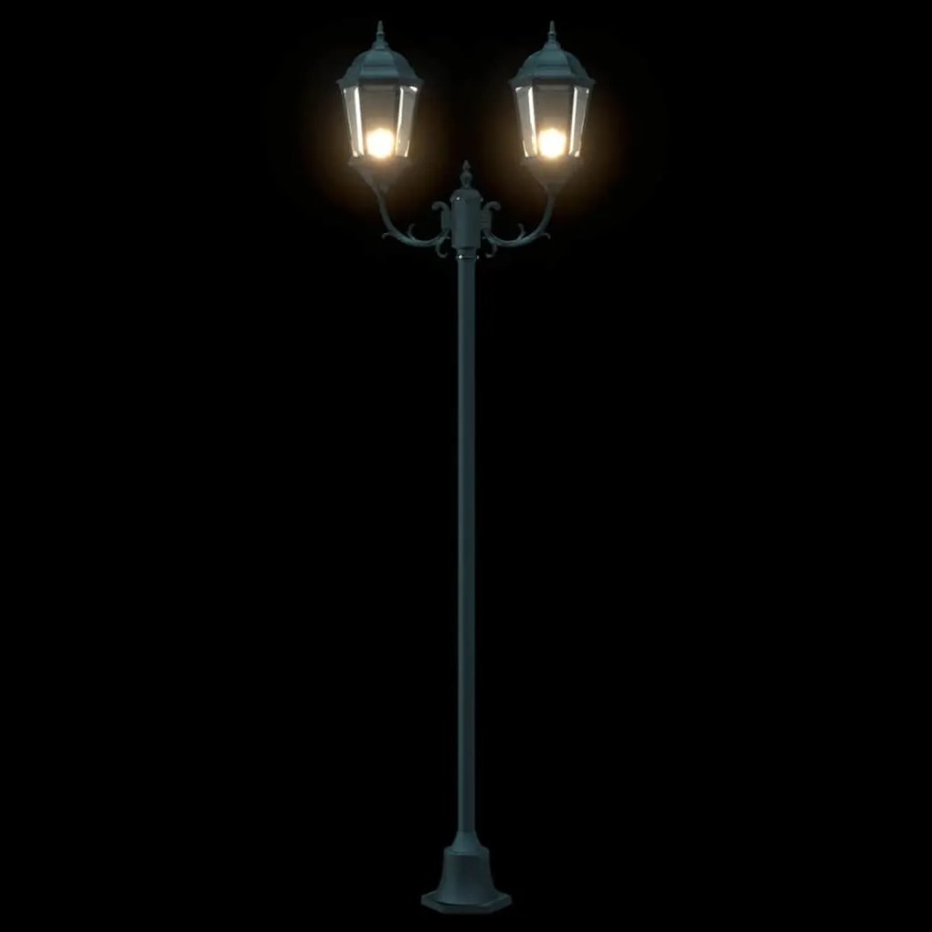 Poste de Luz de Jardim vidaXL 2-Lâmpada E27 Verde 220 cm Alumínio