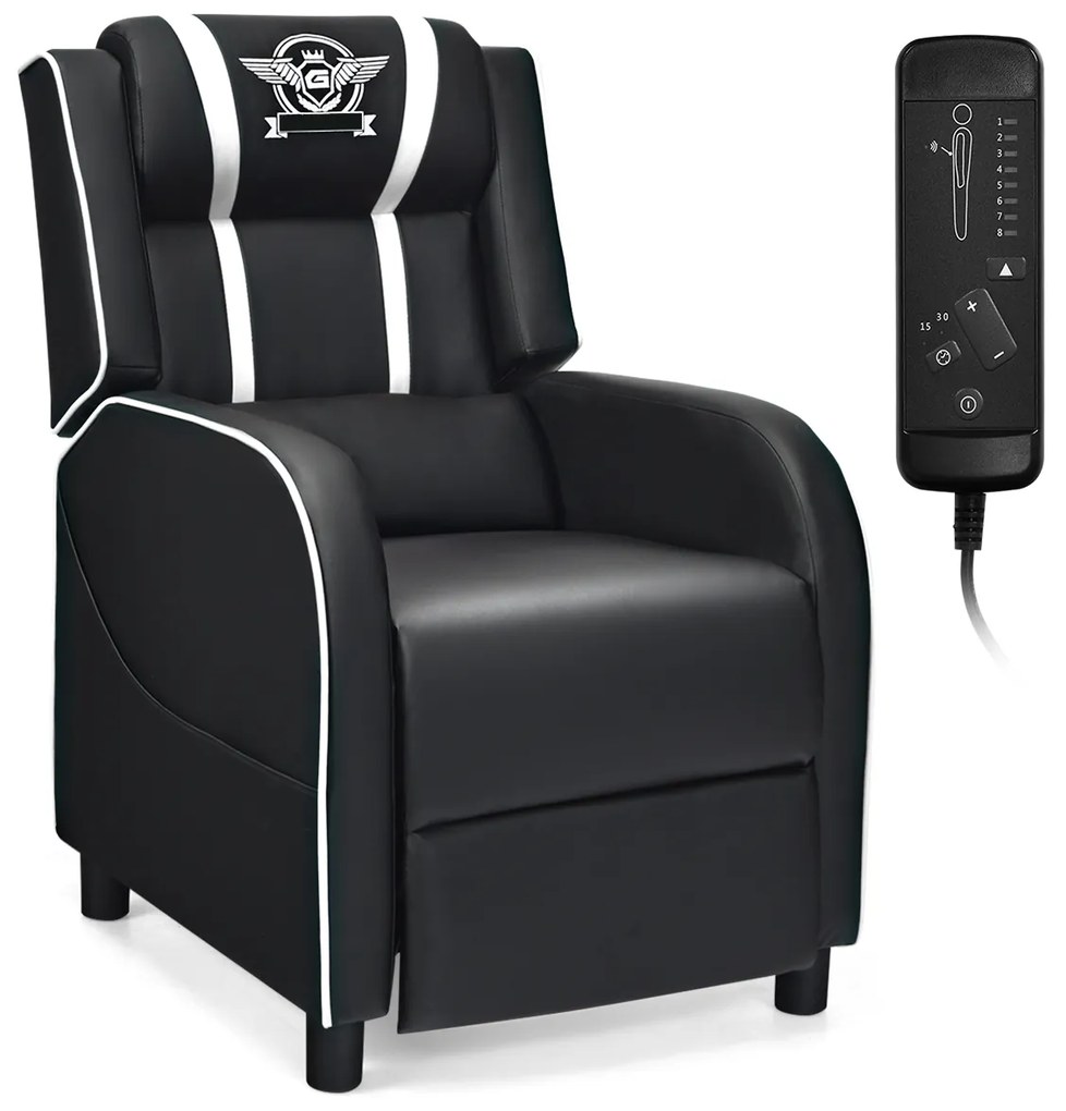 Cadeira Gaming Poltrona Reclinável Sofá Sala de Estar com Repousa-pés e Almofada Lombar Assento 63 x 87 x 103,5 cm Branco