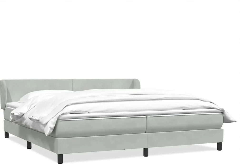 vidaXL Cama com molas/colchões 200x220 cm veludo cinzento-claro