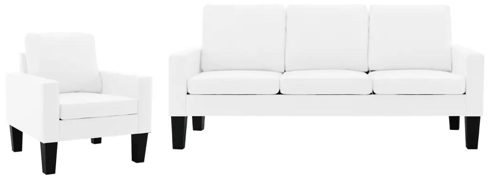 2 pcs conjunto de sofás couro artificial branco
