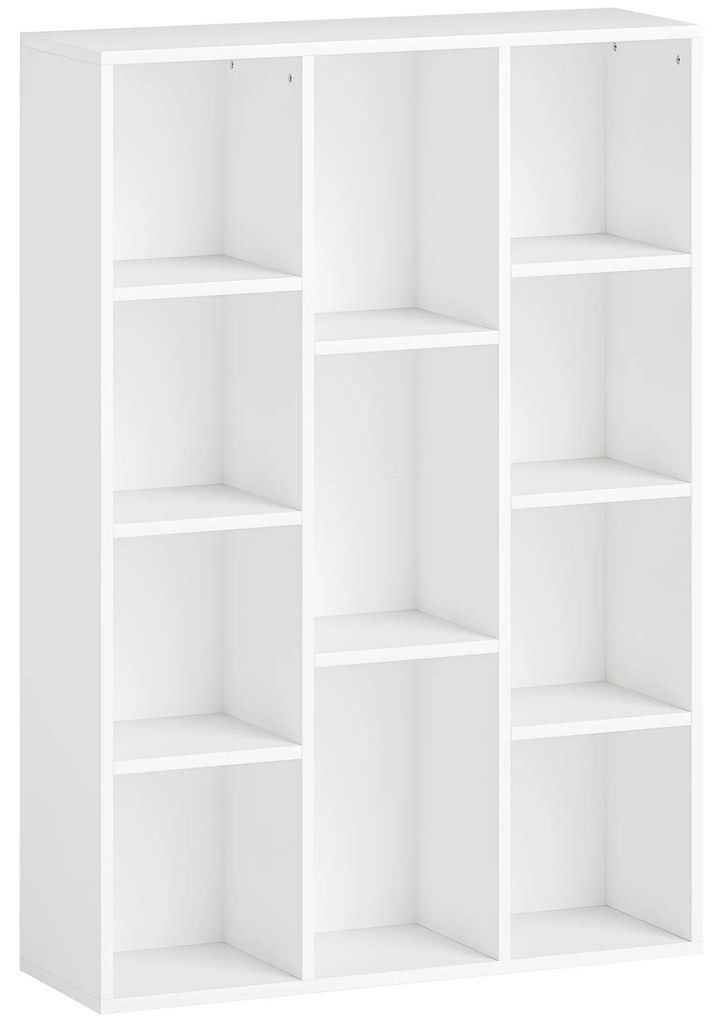HOMCOM Estante de 3 Níveis Estante para Livros com 11 Compartimentos Desenho Vertical ou Horizontal 74,3x24x106 cm Branco | Aosom Portugal