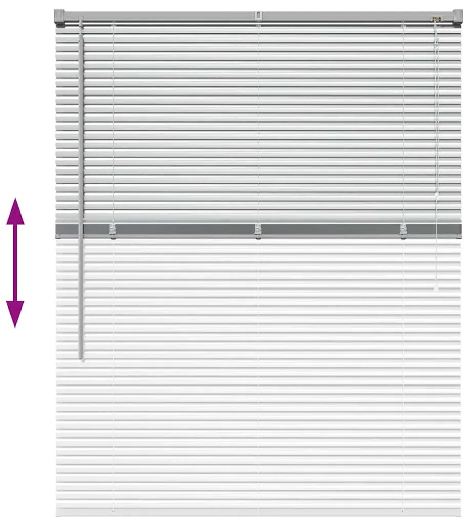 Persiana de Janela com cortinas Manual Prata 100 x 130 cm Alumínio