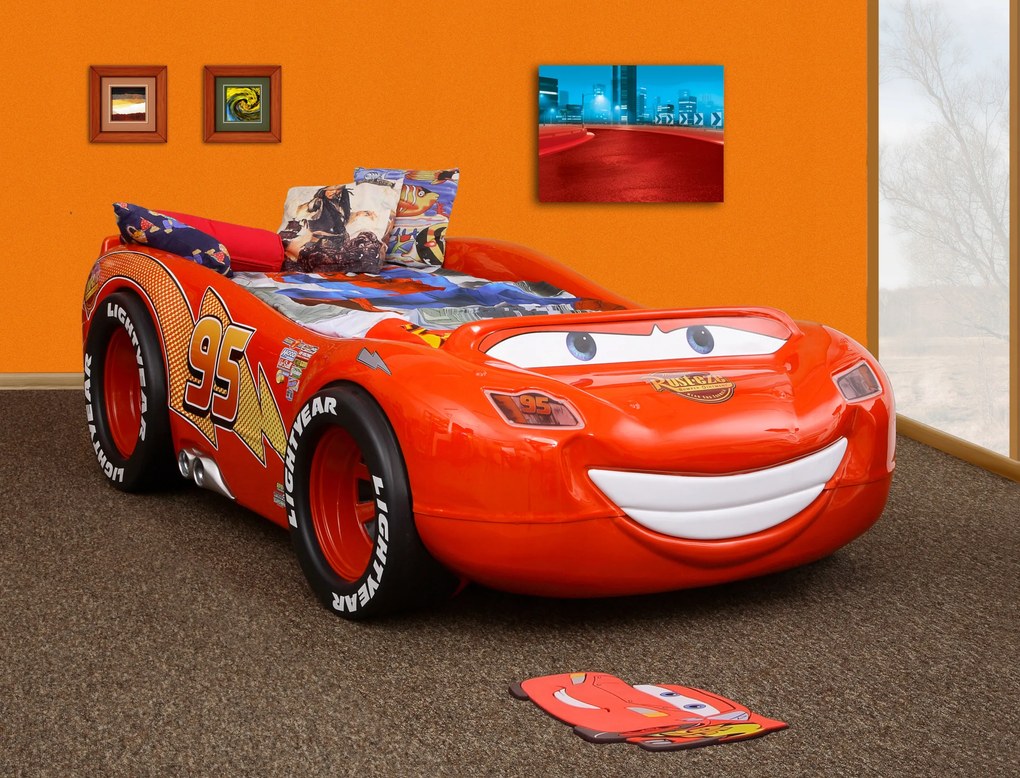 Cama para criança Carro Faisca Mcqueen ABS Oferta colchão e estrado 230 x 138 x 65 cm Vermelha