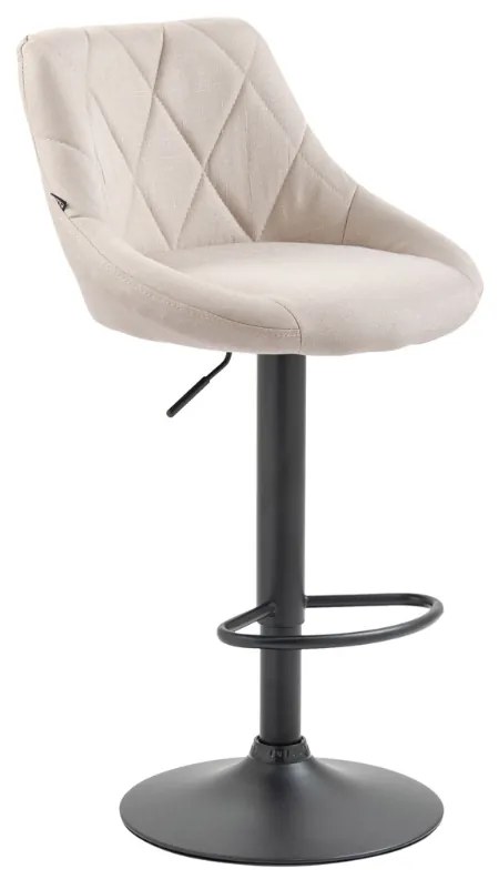 Banco de bar Lazio em tecido e com estrutura preta 46 x 83-104 x 49 cm Creme