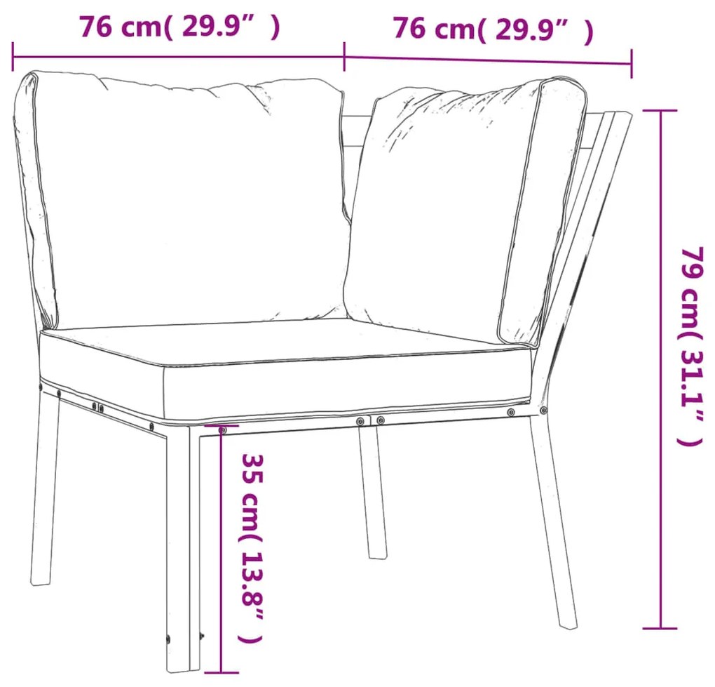 Cadeira de jardim com almofadões cor areia 76x76x79 cm aço