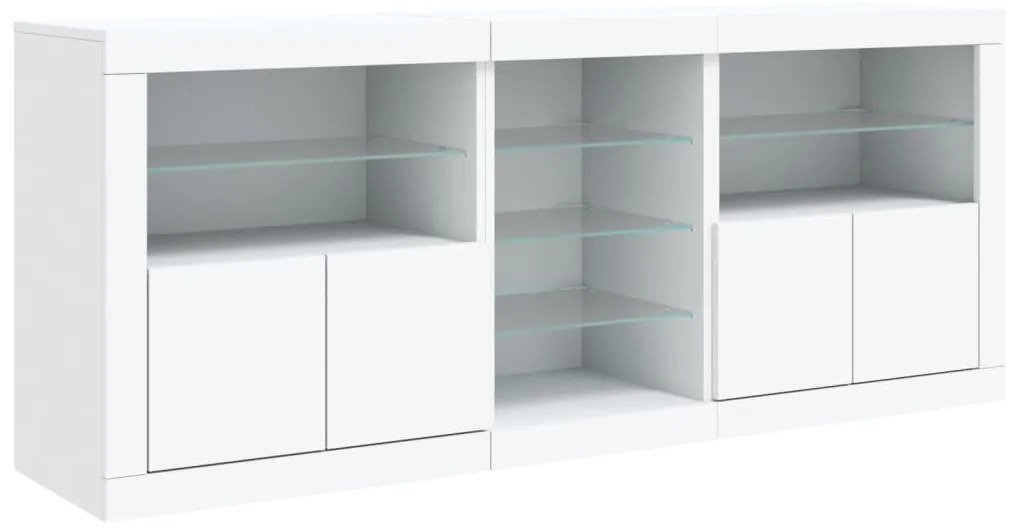 Aparador com luzes LED 162x37x67 cm branco
