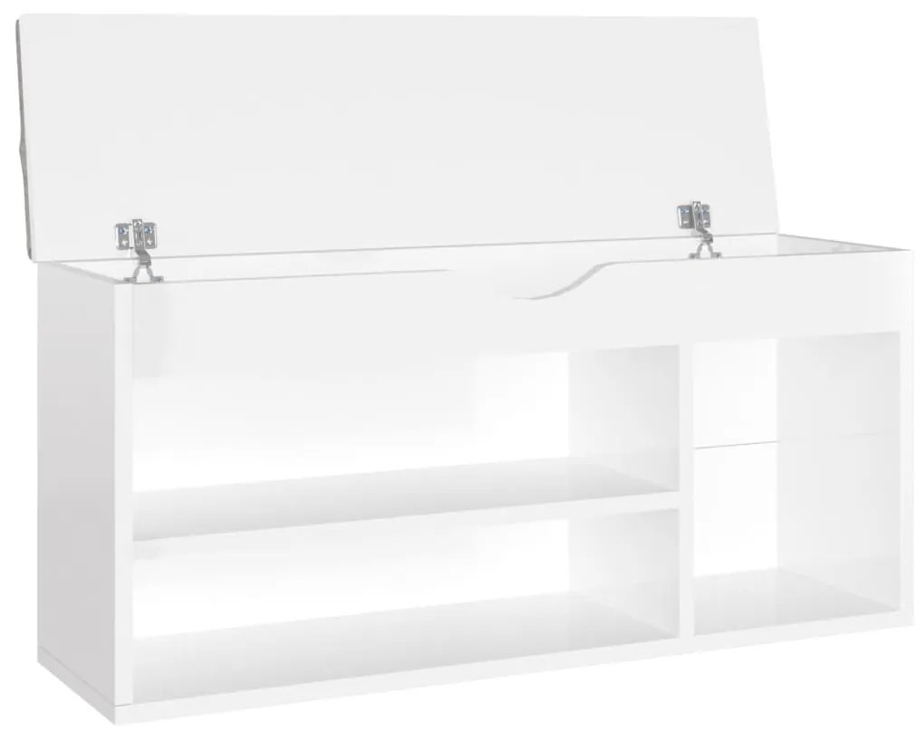 Banco sapateira + almofadão contr. 104x30x49cm branco brilhante