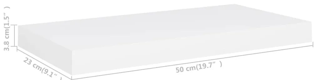 Prateleira de parede suspensa 50x23x3,8 cm MDF branco