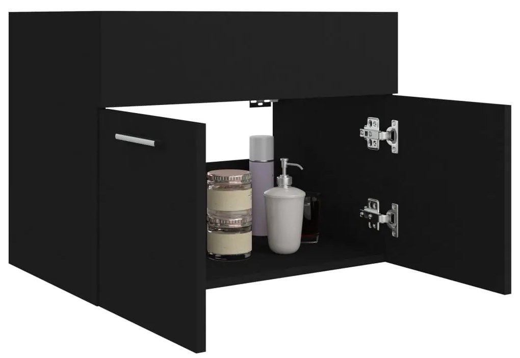 Armário de lavatório 60x38,5x46 cm derivados de madeira preto