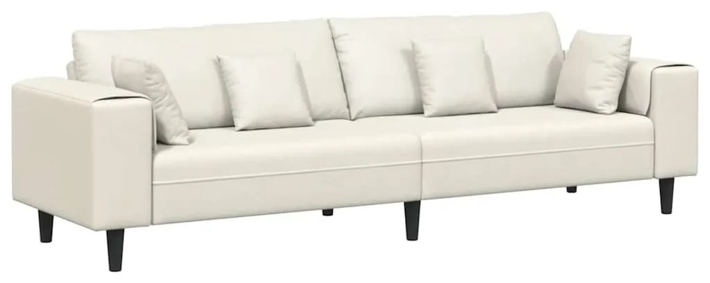 Sofá de Veludo com almofada com travesseiro Creme 208 cm Veludo