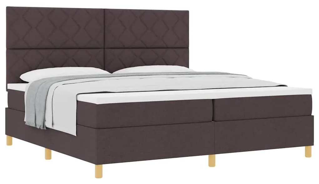 Cama Box Spring com Colchão Castanho Escuro 200x200 cm Tecido