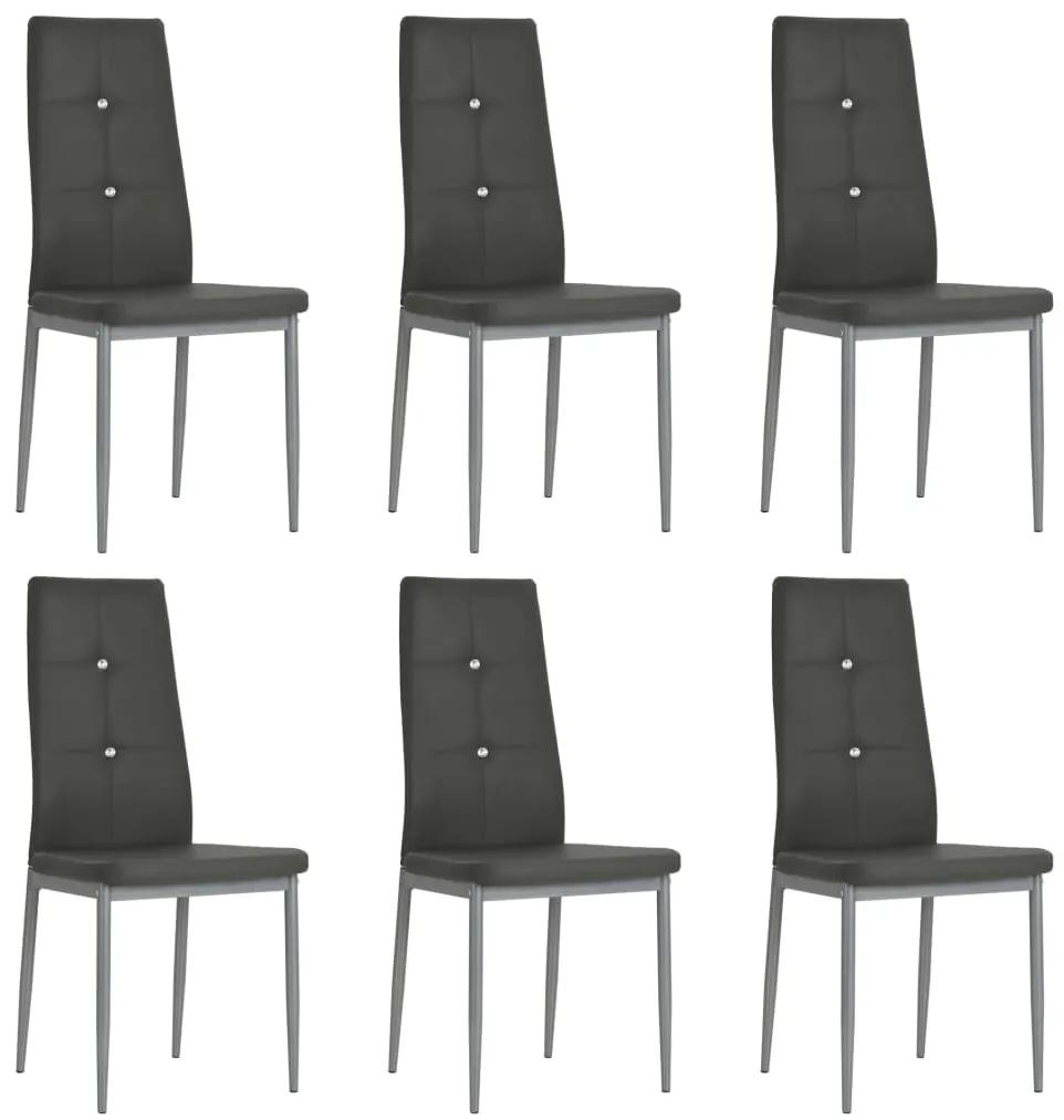 275434 vidaXL Cadeiras de jantar 6 pcs couro artificial cinzento