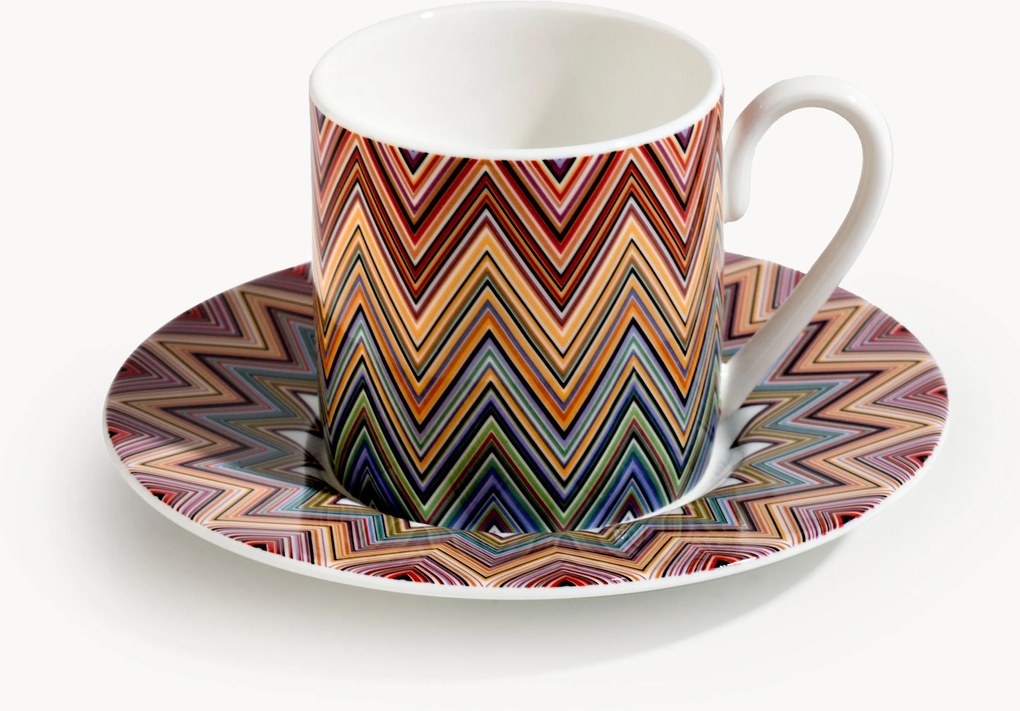 Canecas de café com pires em Fine Bone China Jarris, conjunto de 2