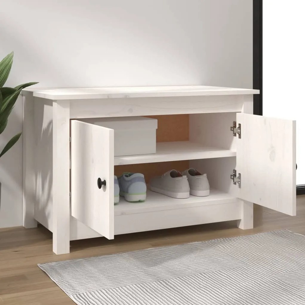 Sapateira 70x38x45,5 cm pinho maciço branco