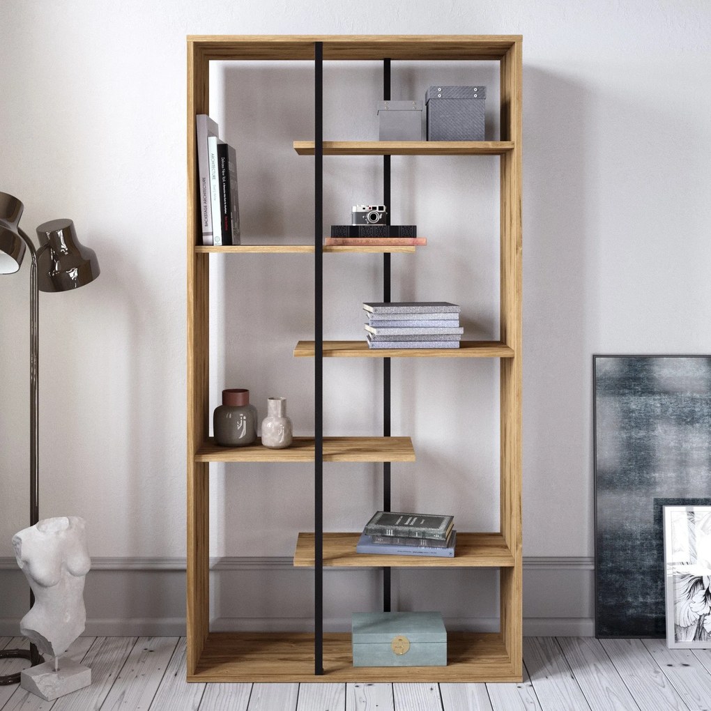 Estante Presto – Nogueira/Preto – 90x173,2x29,5 cm