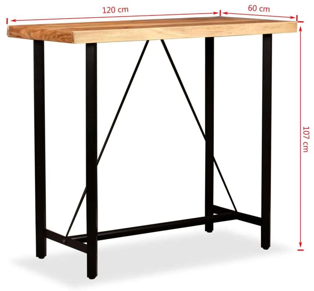 Mesa de bar 120x60x107 cm madeira de acácia maciça