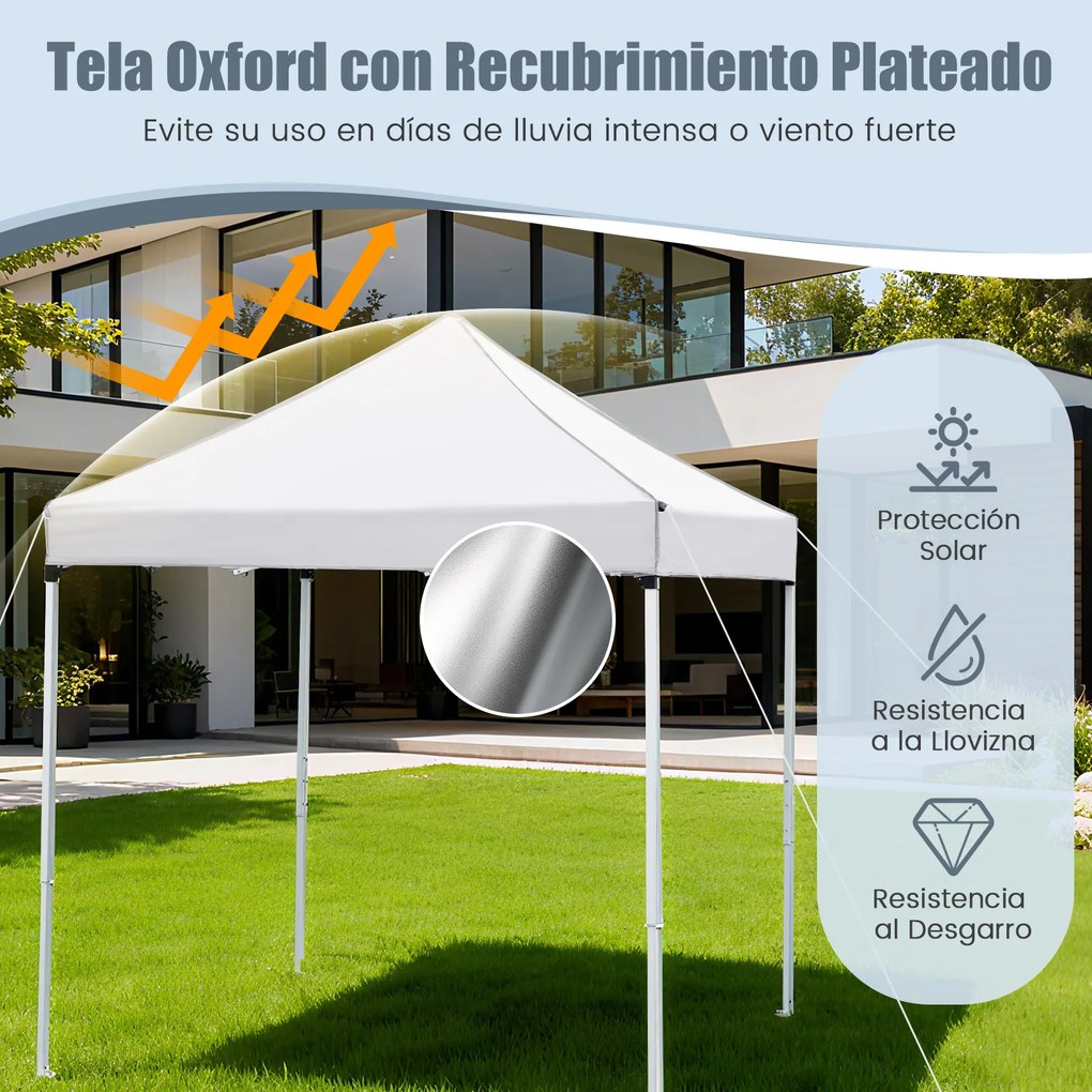 Tenda dobrável 194 x 194 cm, com 4 paredes laterais, 3 alturas ajustáveis, e 4 sacos de areia, 8 estacas, branca