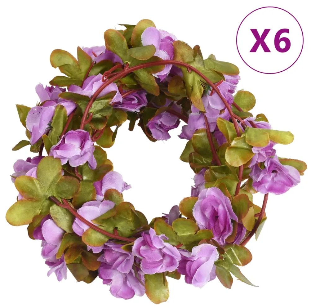 Grinaldas de flores de Natal 6 pcs 250 cm roxo claro