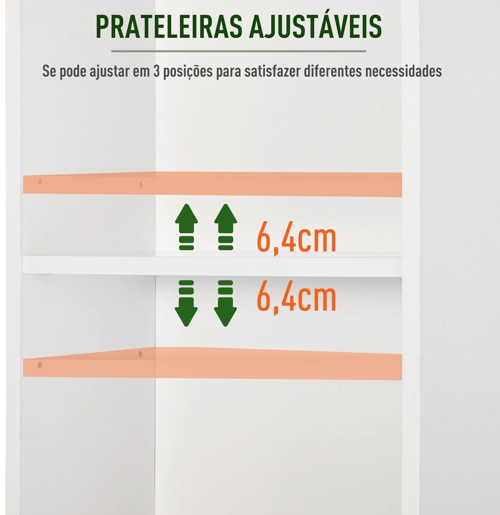 Coluna Casa de Banho com 1 Porta 3 Prateleiras Abertas e Prateleira Interior Ajustável Móvel Auxiliar de Armazenamento para Sala de Estar Dormitório 3