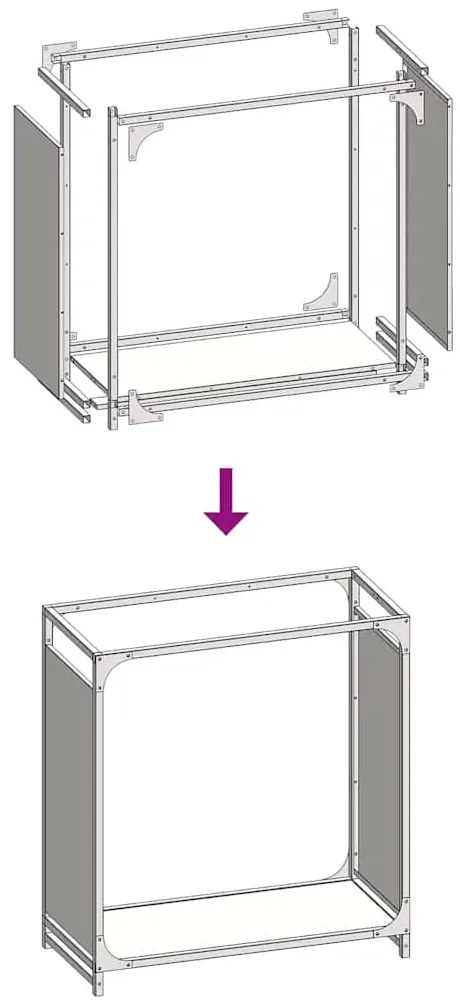 Suporte para lenha 60x28x65 cm aço laminado a frio branco
