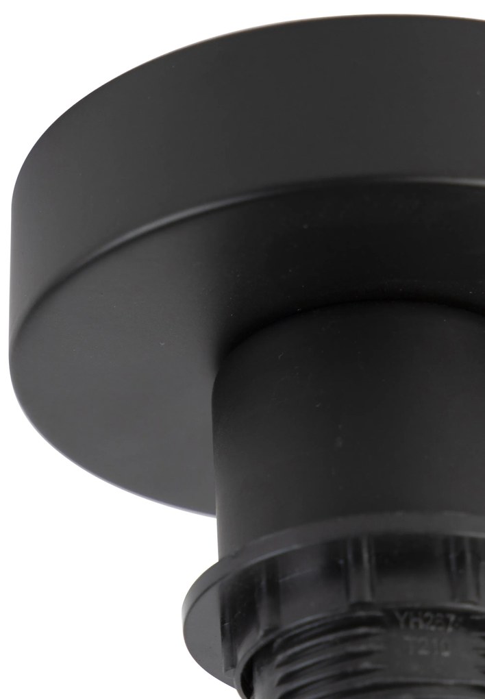 Candeeiro de teto com abajur de algodão preto com dourado 20 cm - Combi Preto Clássico / Antigo
