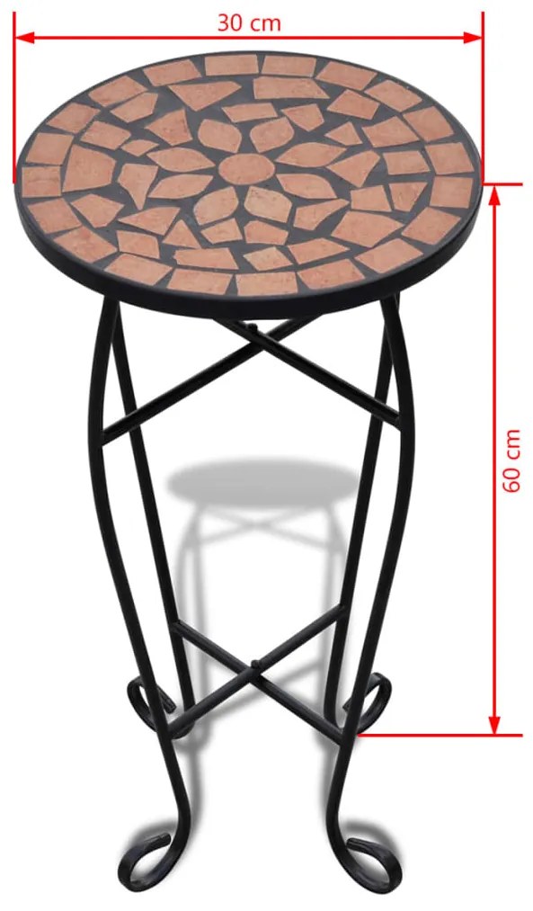 Mesa de apoio para plantas em mosaico terracota