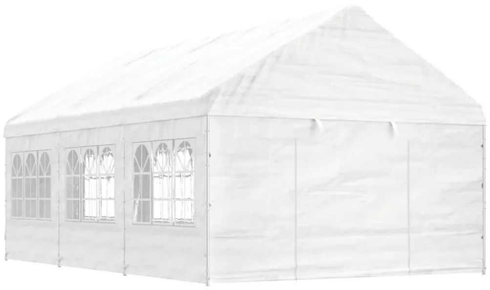 Gazebo com telhado 6,69x4,08x3,22 m polietileno branco