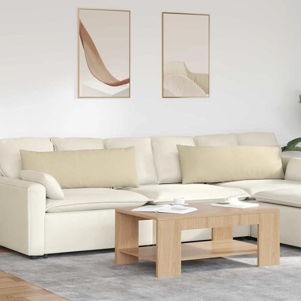 vidaXL Travesseiros de Sofá 2 pcs Creme 120 x 40 cm tecido