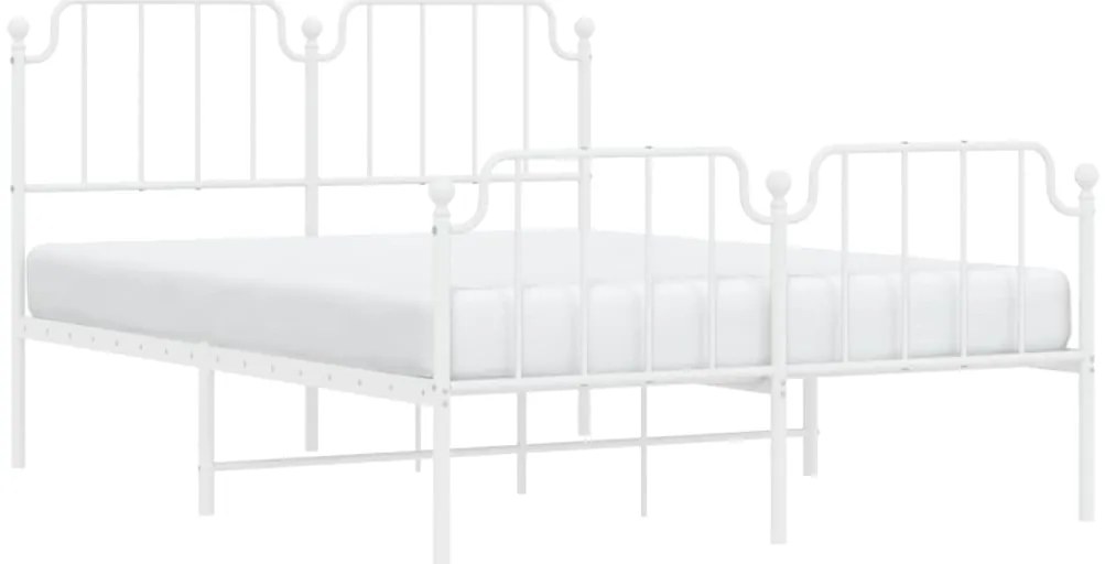 Estrutura de cama com cabeceira e pés 140x200 cm metal branco
