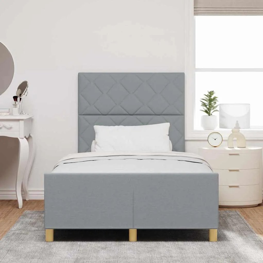 Cama de tecido cinza-claro vidaXL 120x190 cm