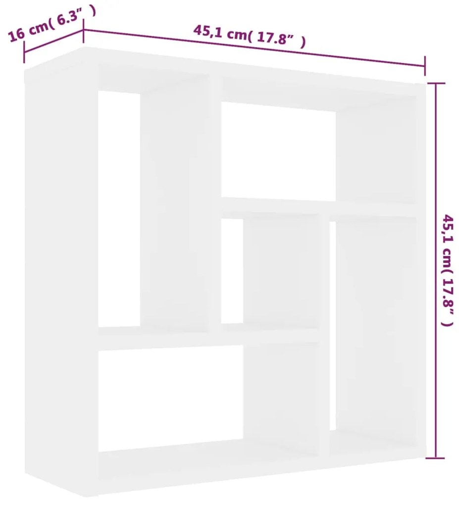 Estante de parede 45,1x16x45,1 cm derivados de madeira branco