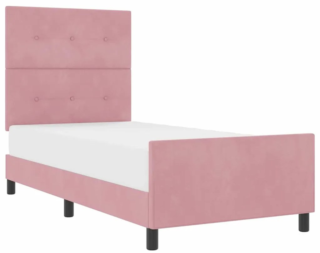 Estrutura de Cama vidaXL Rosa 90x200 cm Veludo