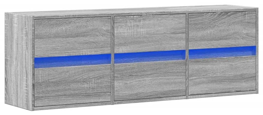 Móvel de parede p/ TV c/ luzes LED 130x31x45 cm cinzento sonoma